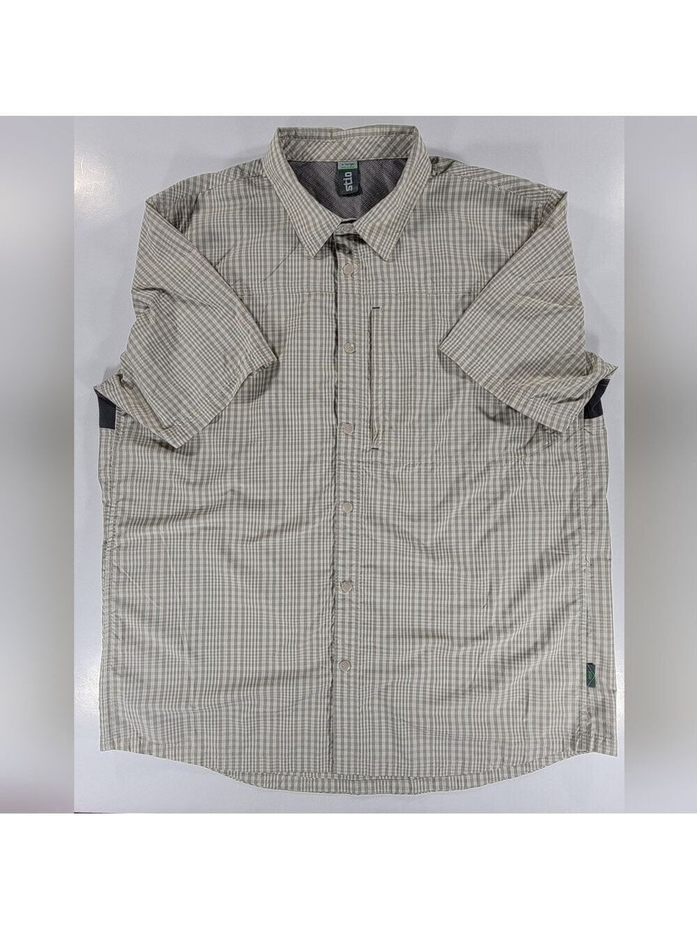 Stio Shirt Mens XL Beige Plaid Snap Front Hagen Trail Vented Hiking Fishing Wick